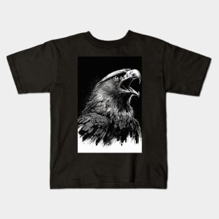 portrait of soaring hawk with open mouth Kids T-Shirt